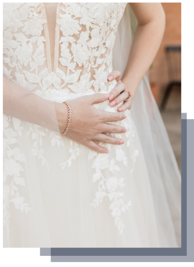up close detail of a lacy wedding dress